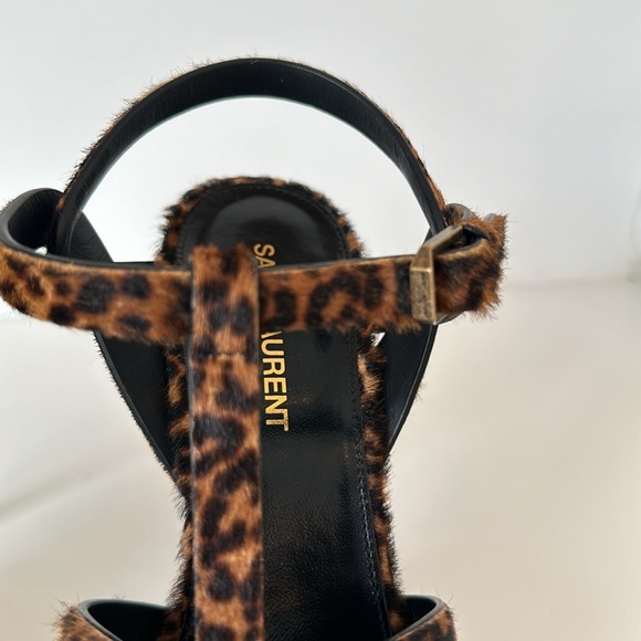 Saint Laurent Tribute Leopard Print Genuine Calf Hair Sandal - Picture 13 of 14